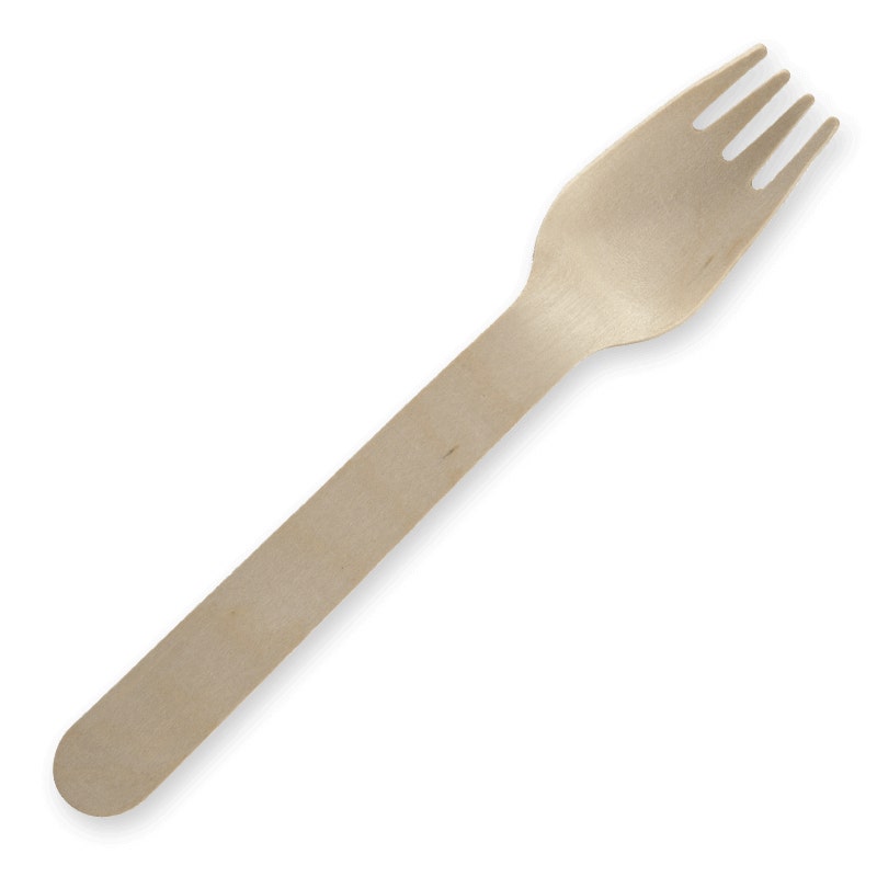 Uncoated Wooden Fork - Unbranded - 16cm - 2,000/ctn - wood - BioPak commercial catering consumable
