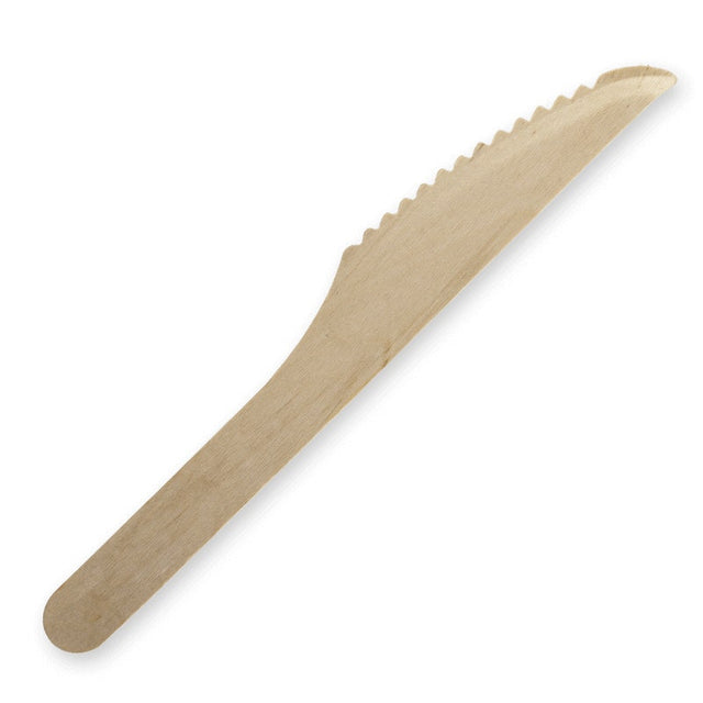 Uncoated Wooden Knife - Unbranded - 16cm - 2,000/ctn - wood - BioPak commercial catering consumable