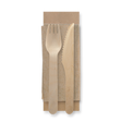 Coated Wooden Knife, Fork & Napikin Pack - 16cm - 250/ctn - wood - BioPak commercial catering consumable