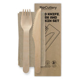 Coated Wooden Knife, Fork & Napkin Pack - 16cm - 400/ctn - wood - BioPak commercial catering consumable