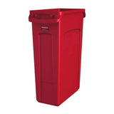 HY013 Rubbermaid Slim Jim with Venting Channels Red 87Ltr