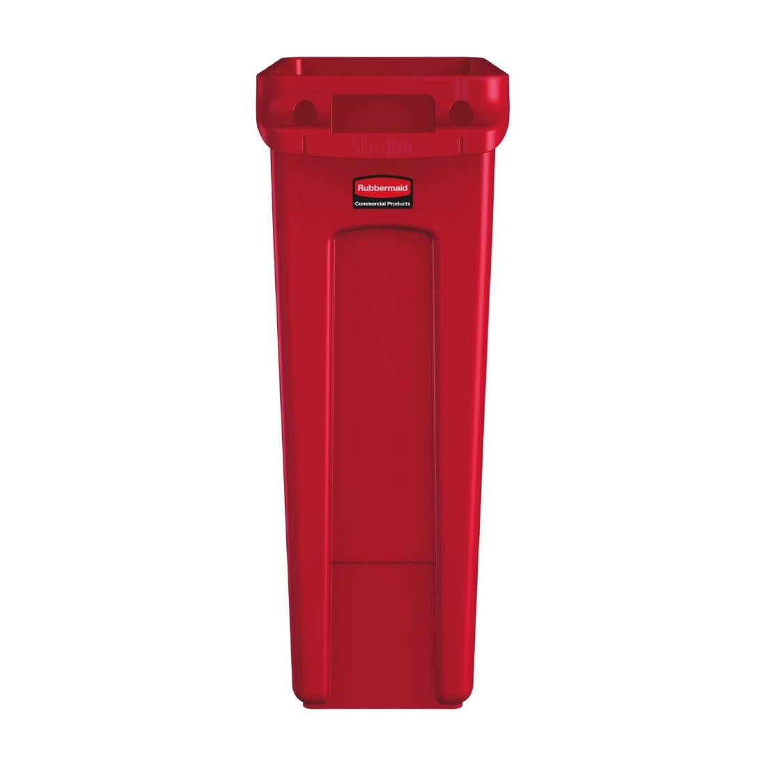 HY013 Rubbermaid Slim Jim with Venting Channels Red 87Ltr