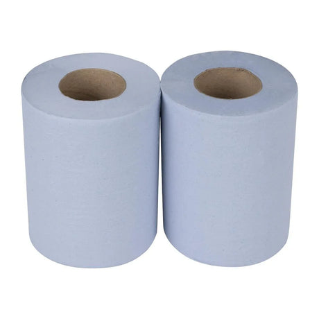 HY034 - Nisbets Essentials Centrefeed Blue Rolls 2-Ply 320 Sheets (2 pack)