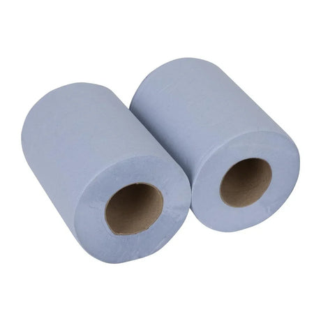 HY034 - Nisbets Essentials Centrefeed Blue Rolls 2-Ply 320 Sheets (2 pack)