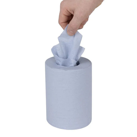 HY034 - Nisbets Essentials Centrefeed Blue Rolls 2-Ply 320 Sheets (2 pack)