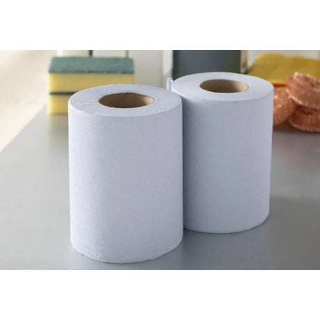 HY034 - Nisbets Essentials Centrefeed Blue Rolls 2-Ply 320 Sheets (2 pack)