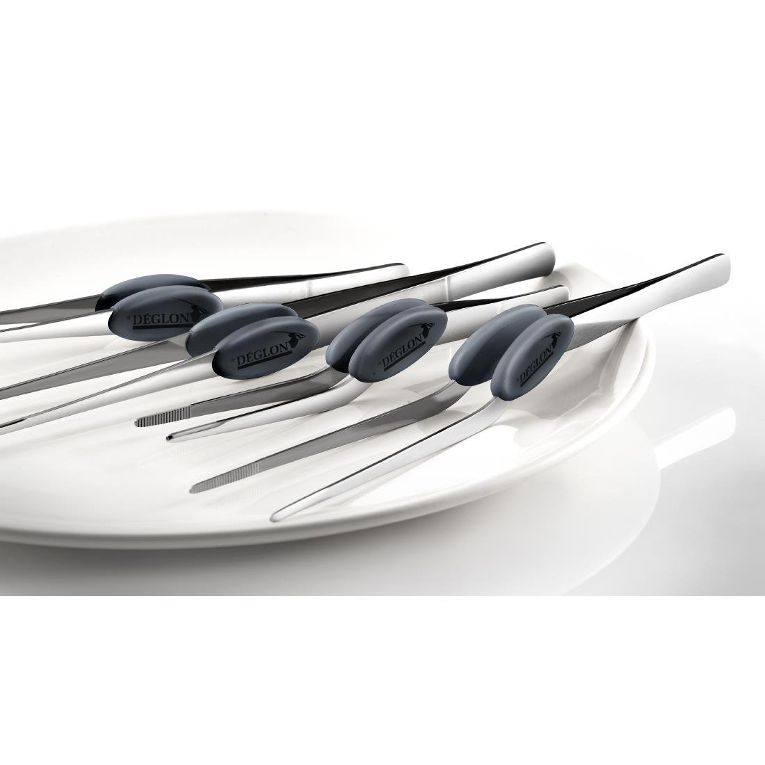 HY087 Deglon Angled Fish Bone Tweezers Bevelled Ends 12cm