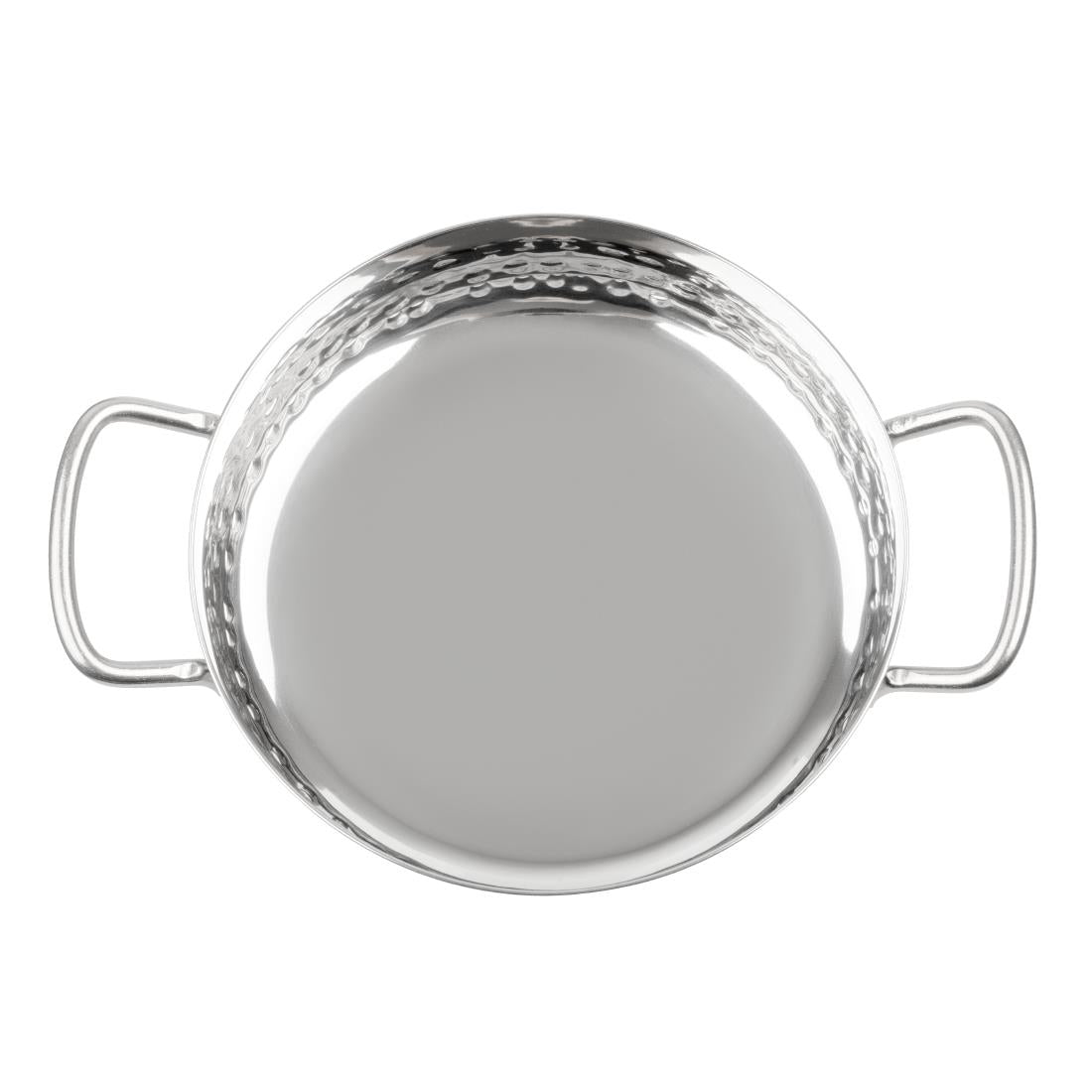 HY110 - Olympia Table Presentation Handled Dish Stainless Steel Hammered 125mm