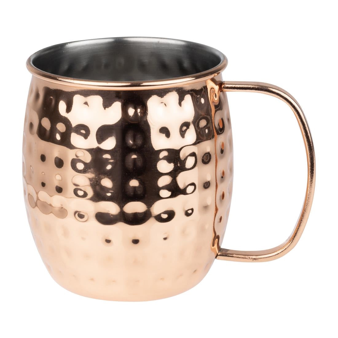 HY114 Olympia Barware Hammered Stainless Steel Copper Coated Mugs 440ml