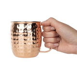 HY114 Olympia Barware Hammered Stainless Steel Copper Coated Mugs 440ml