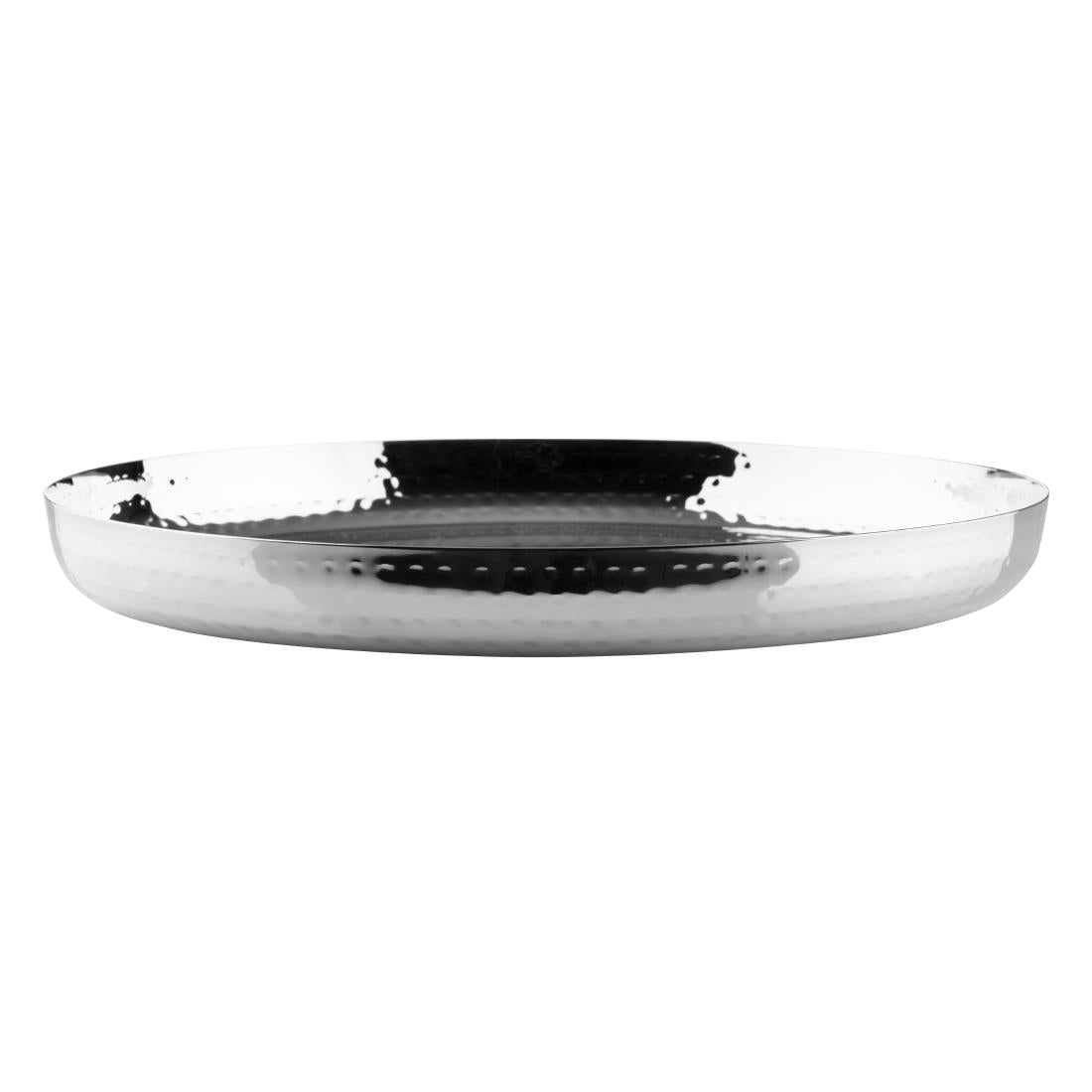 HY125 Olympia Hammered Stainless Steel Round Tray 320x35mm