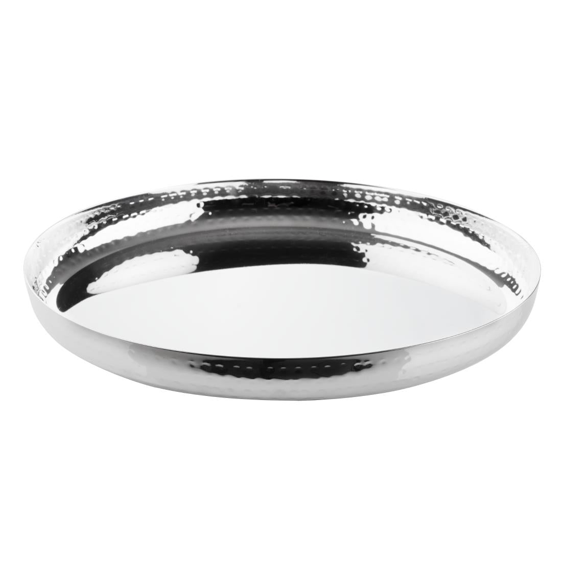 HY125 Olympia Hammered Stainless Steel Round Tray 320x35mm