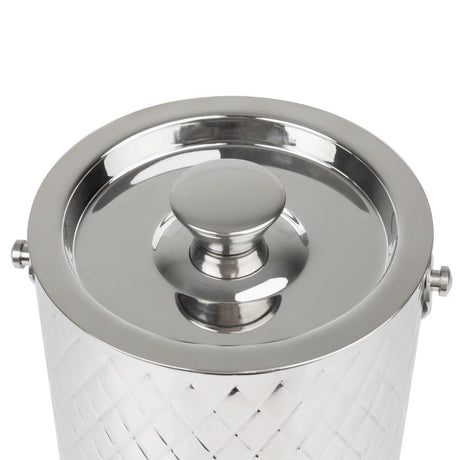 HY134 - Olympia Geo Double Wall Ice Bucket Stainless Steel 1950ml