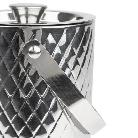 HY134 - Olympia Geo Double Wall Ice Bucket Stainless Steel 1950ml