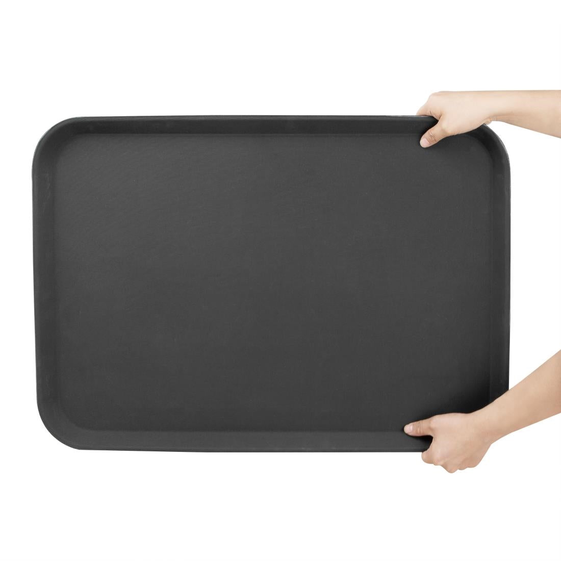 HY139 Olympia Kristallon Rectangular Tray Black Anti-Slip Fibreglass 455x655mm