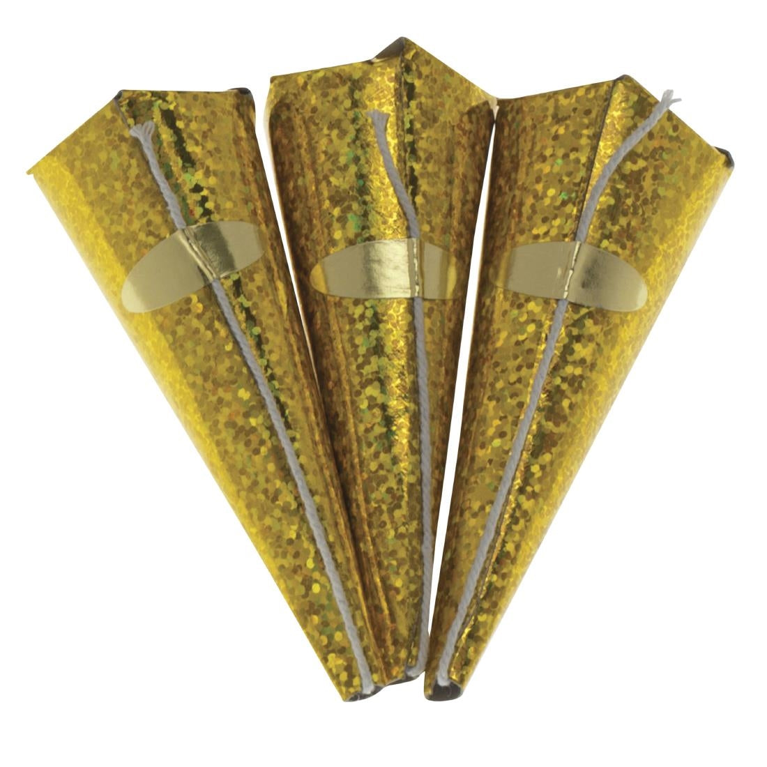 HY185 Swantex Gold Holographic Cone Party Poppers (Pack of 50)