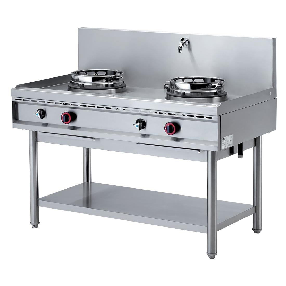 HY198 Diamond Freestanding Gas Double Wok Burner with Cold Water Tap WGL2-13