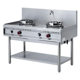 HY198 Diamond Freestanding Gas Double Wok Burner with Cold Water Tap WGL2-13 - JD Catering Equipments Ltd