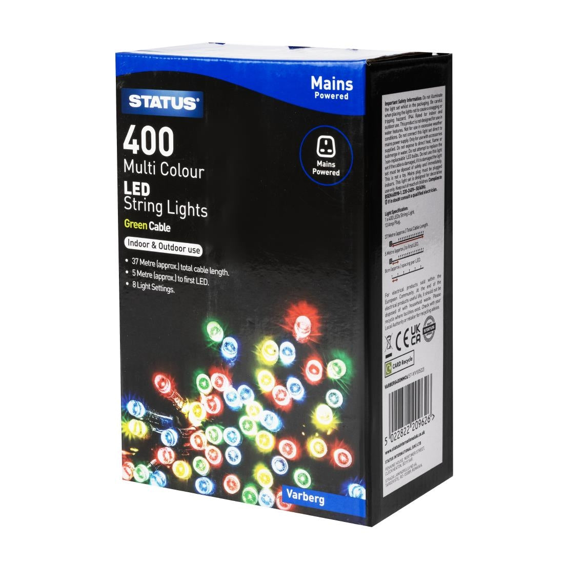 HY743 Status Varberg 400Â Multi ColouredÂ LED Indoor/Outdoor String Lights