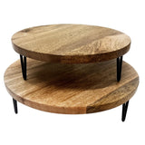 HY753 Olympia Round Display Stand Mango Wood with Metal Legs 250x80mm