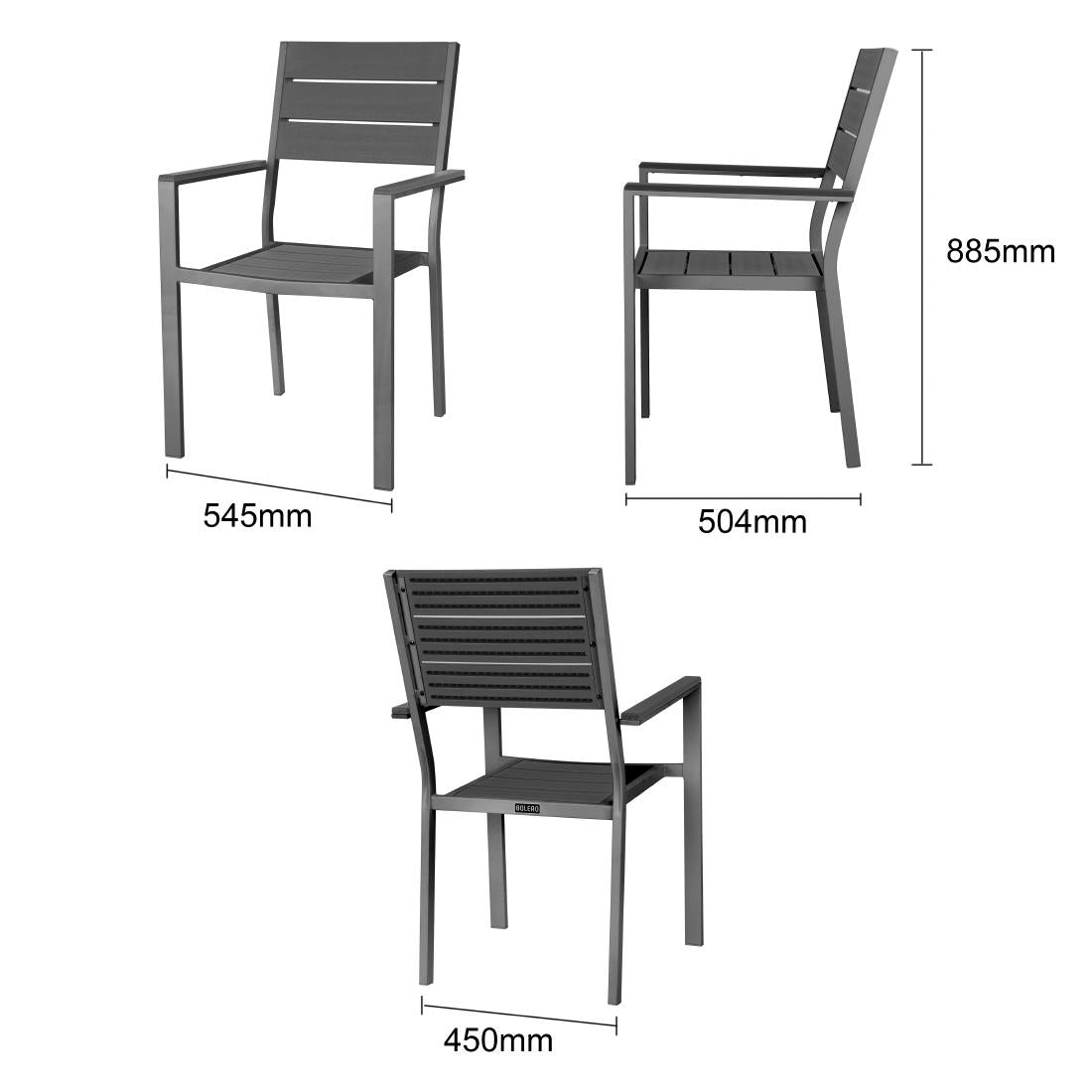 HZ022 - Bolero Valletta Grey Slatted Armchairs (4 Pack)