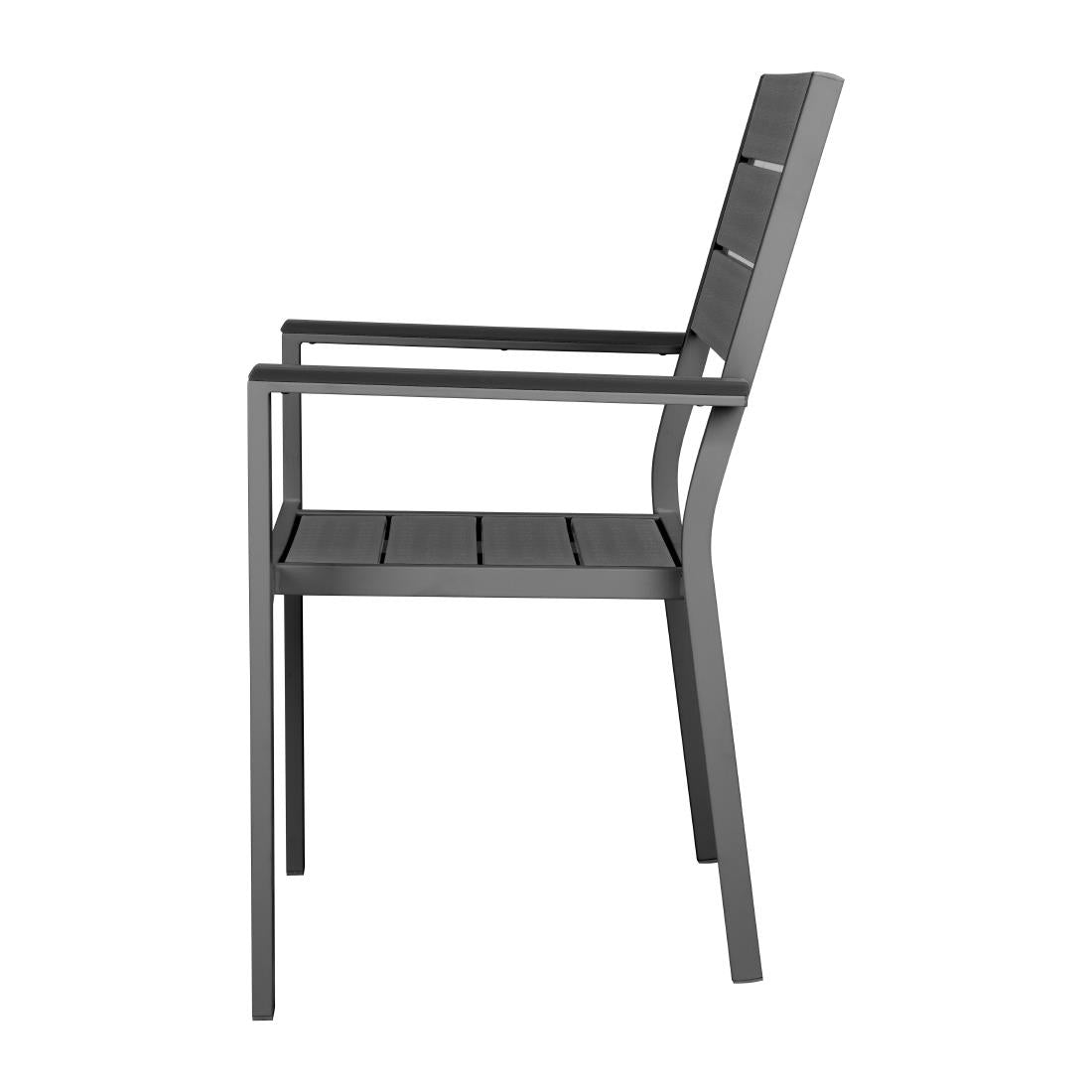 HZ022 - Bolero Valletta Grey Slatted Armchairs (4 Pack)