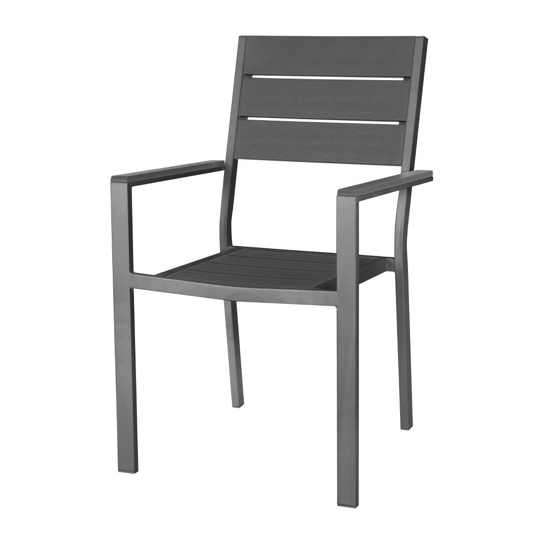 HZ022 - Bolero Valletta Grey Slatted Armchairs (4 Pack)