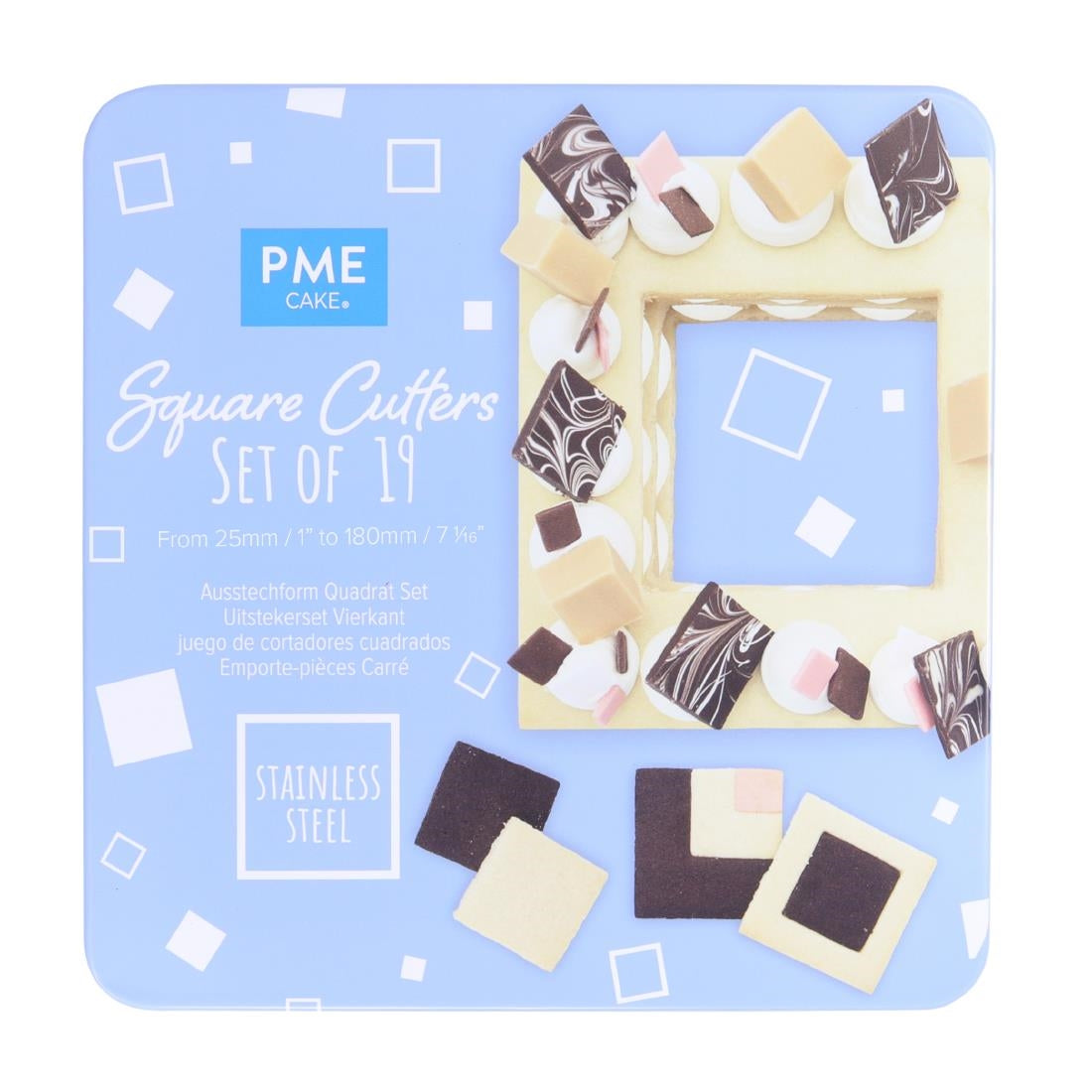 HZ072 - PME Square Stainless Steel Cutters (Pack 19)