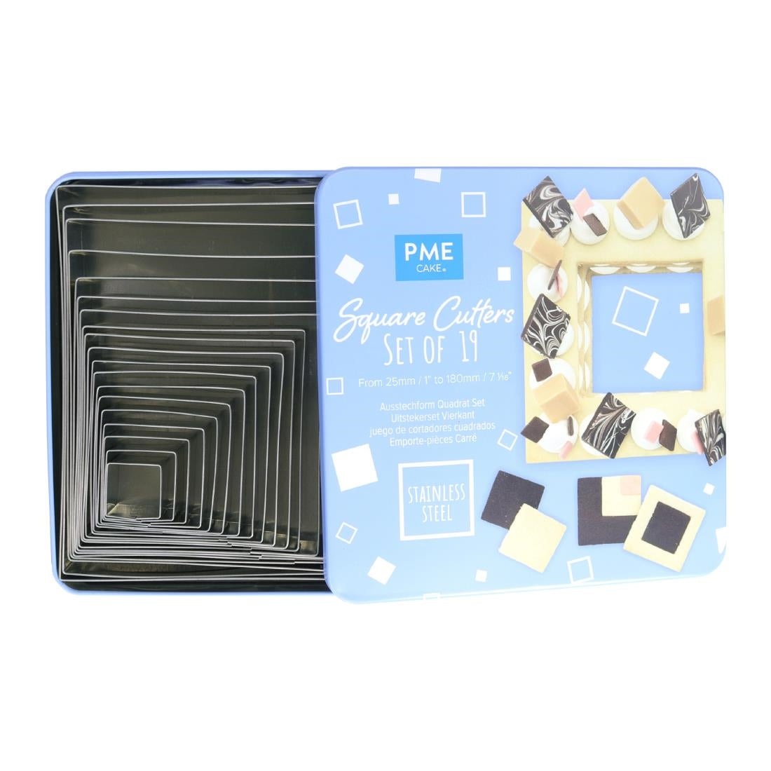 HZ072 - PME Square Stainless Steel Cutters (Pack 19)