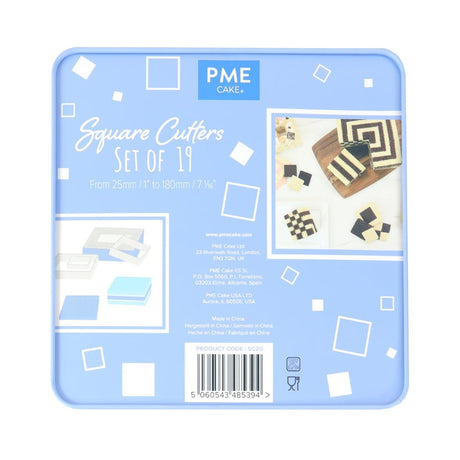 HZ072 - PME Square Stainless Steel Cutters (Pack 19)