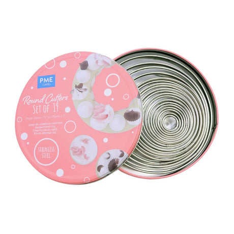 HZ073 - PME Round Stainless Steel Cutters (Pack 19)