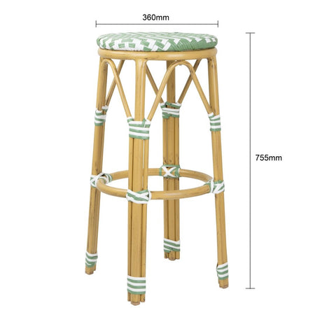 HZ142 - Bolero Parisian Style PE Rattan Bar Stools Light Green (2 Pack)