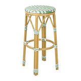 HZ142 - Bolero Parisian Style PE Rattan Bar Stools Light Green (2 Pack)