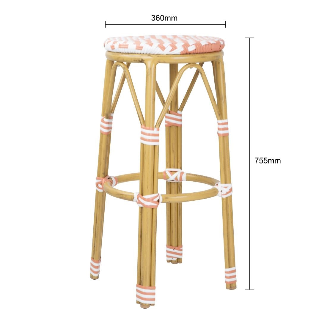 HZ143 - Bolero Parisian Style PE Rattan Bar Stools Coral (2 Pack)