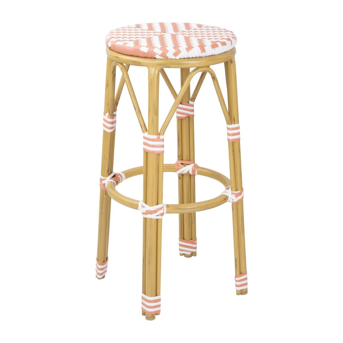 HZ143 - Bolero Parisian Style PE Rattan Bar Stools Coral (2 Pack)