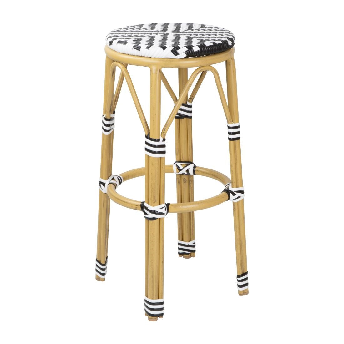 HZ144 - Bolero Parisian Style PE Rattan Bar Stools Black  (2 Pack)