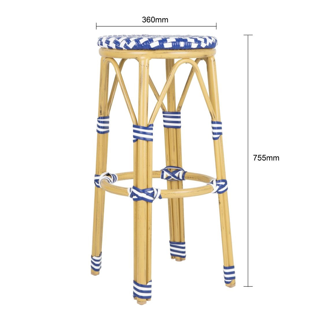 HZ145 - Bolero Parisian Style PE Rattan Bar Stools Blue (2 Pack)