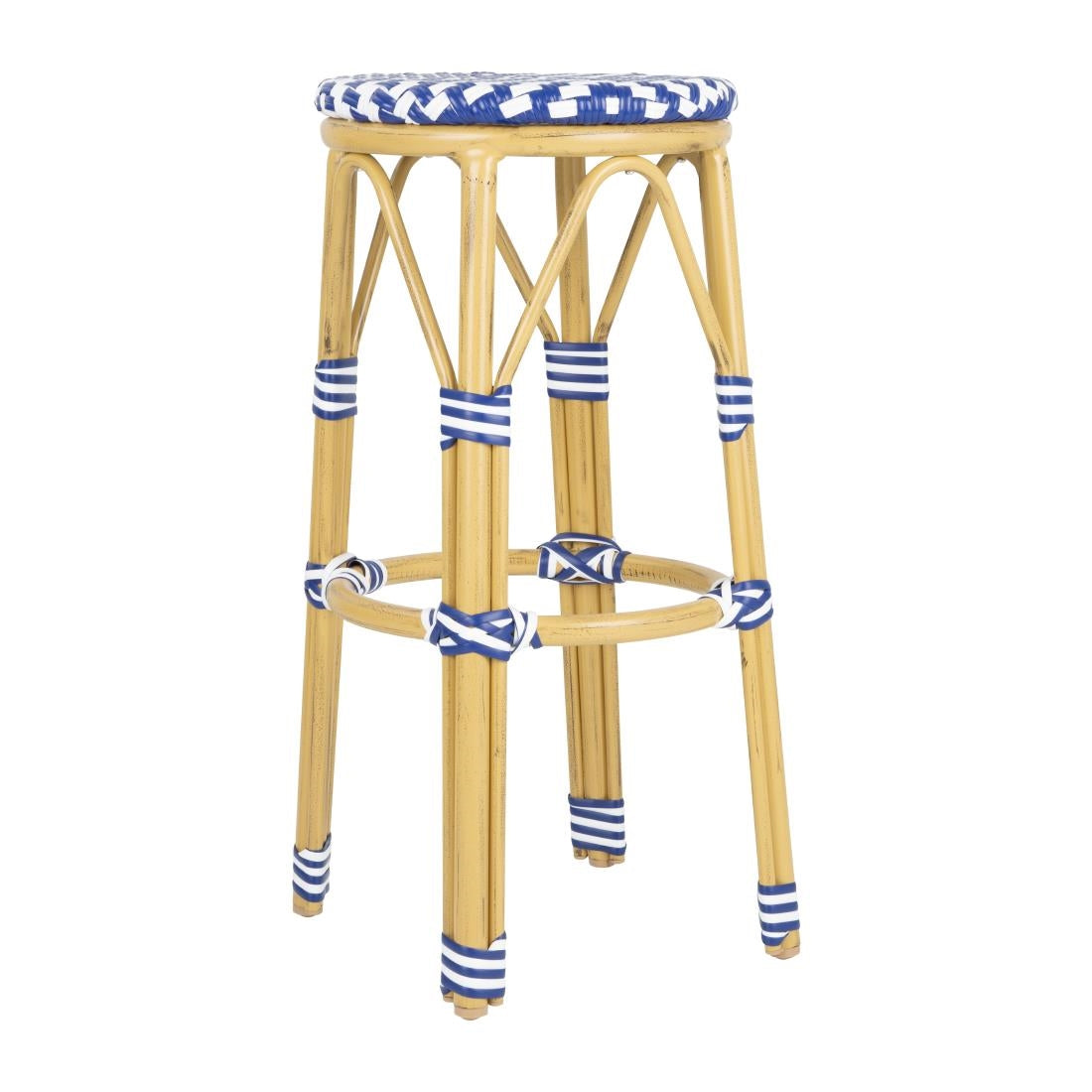 HZ145 - Bolero Parisian Style PE Rattan Bar Stools Blue (2 Pack)