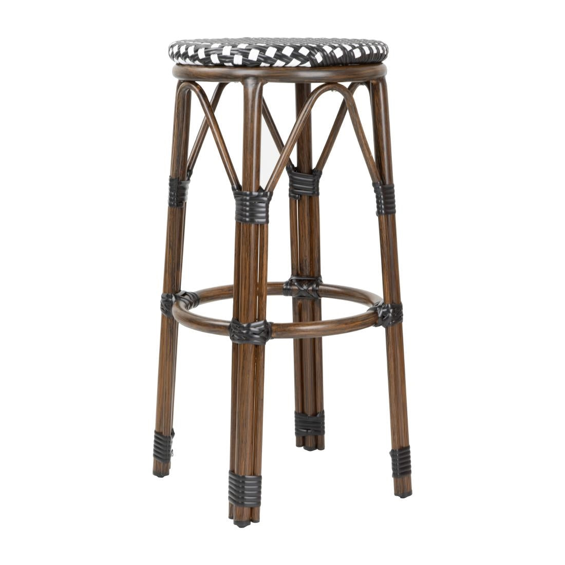 HZ146 - Bolero Parisian Style PE Rattan Bar Stools Black Dot Mix (2 Pack)