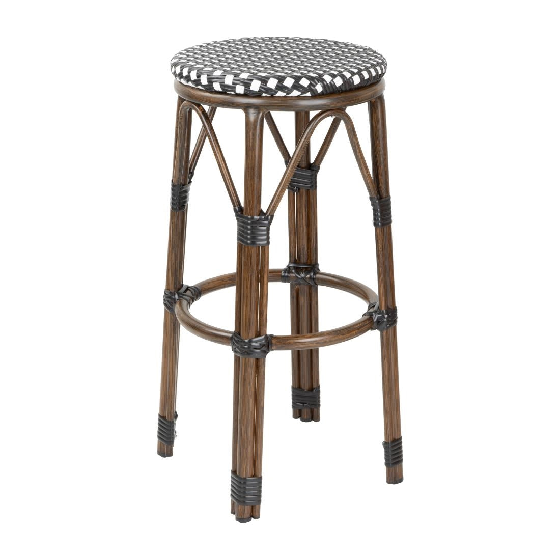 HZ146 - Bolero Parisian Style PE Rattan Bar Stools Black Dot Mix (2 Pack)