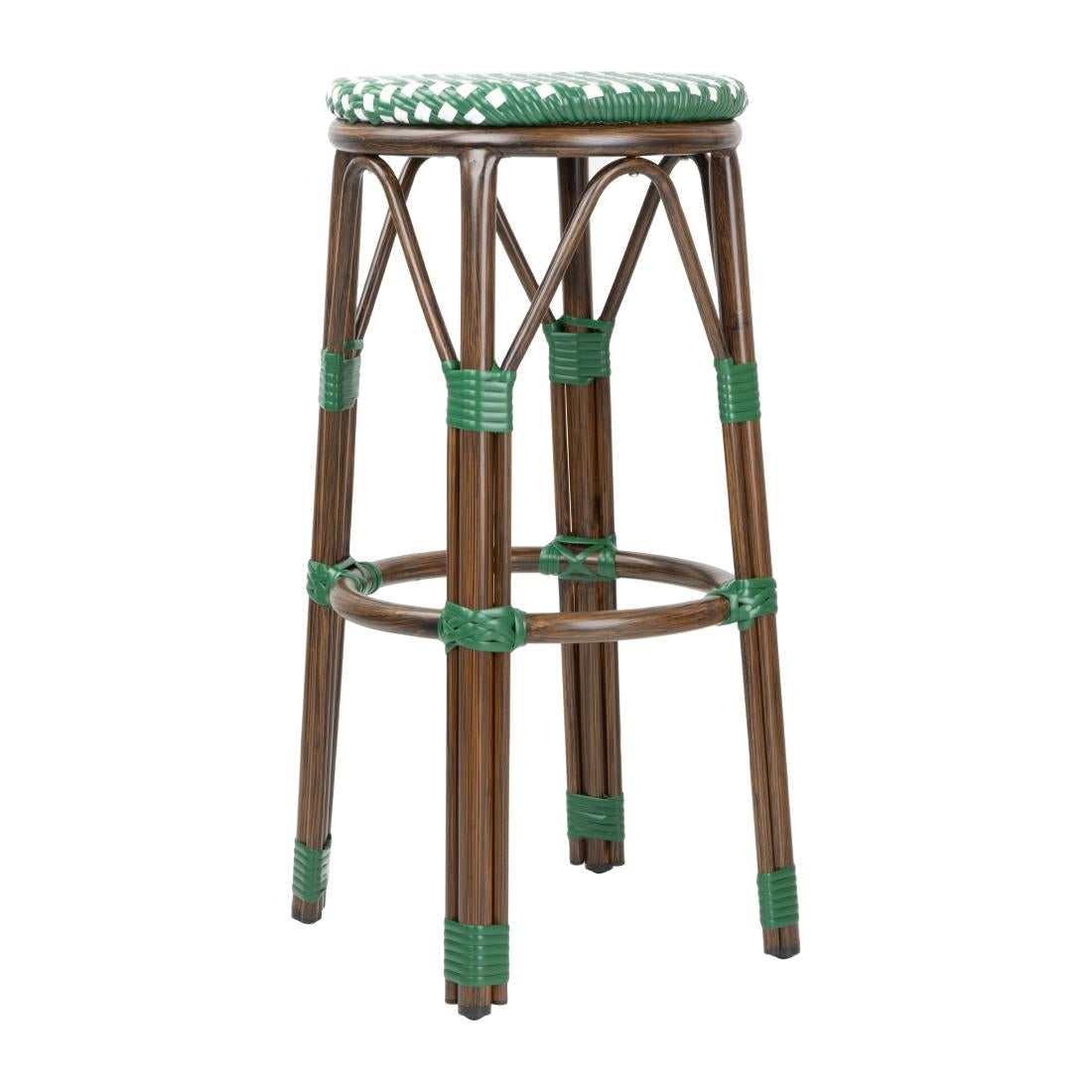 HZ147 - Bolero Parisian Style PE Rattan Bar Stools Green Dot Mix (2 Pack)