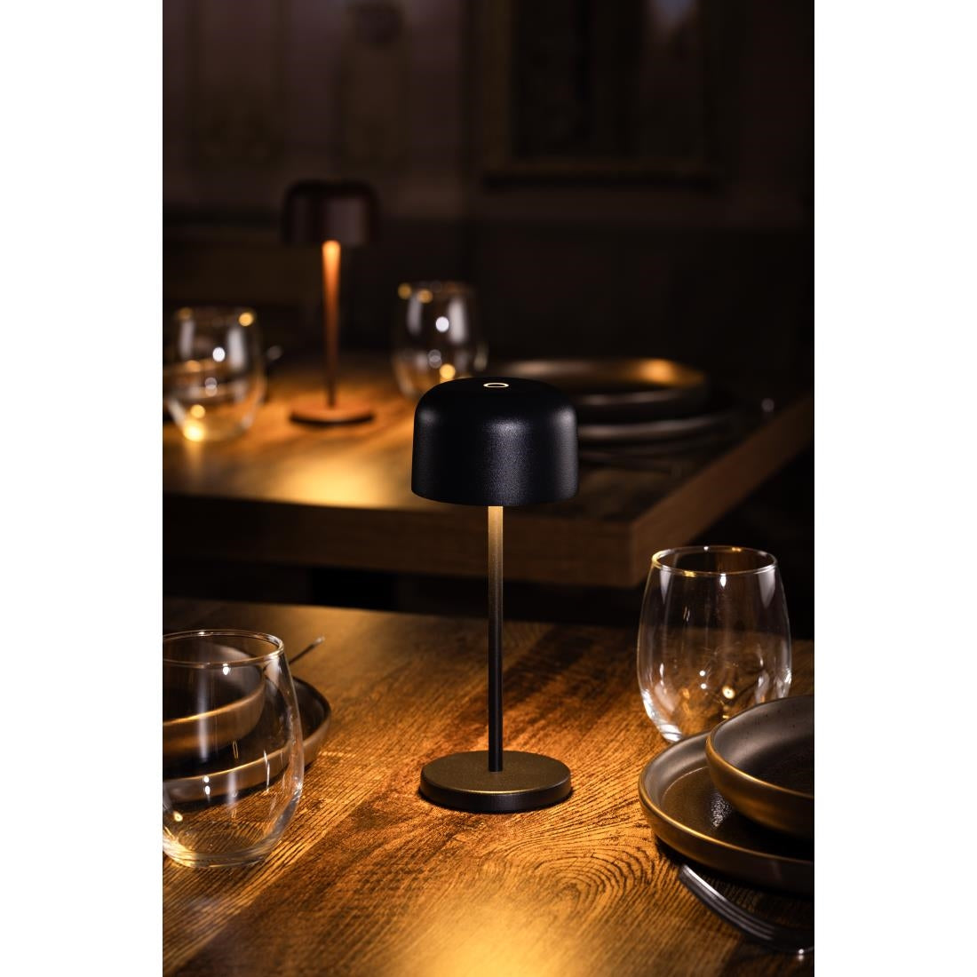 HZ200 - Olympia Siena Table Lamp Round Dome Black 200mm