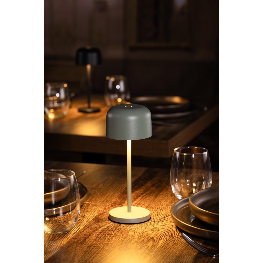 HZ202 - Olympia Siena Table Lamp Round Dome Sage 200mm