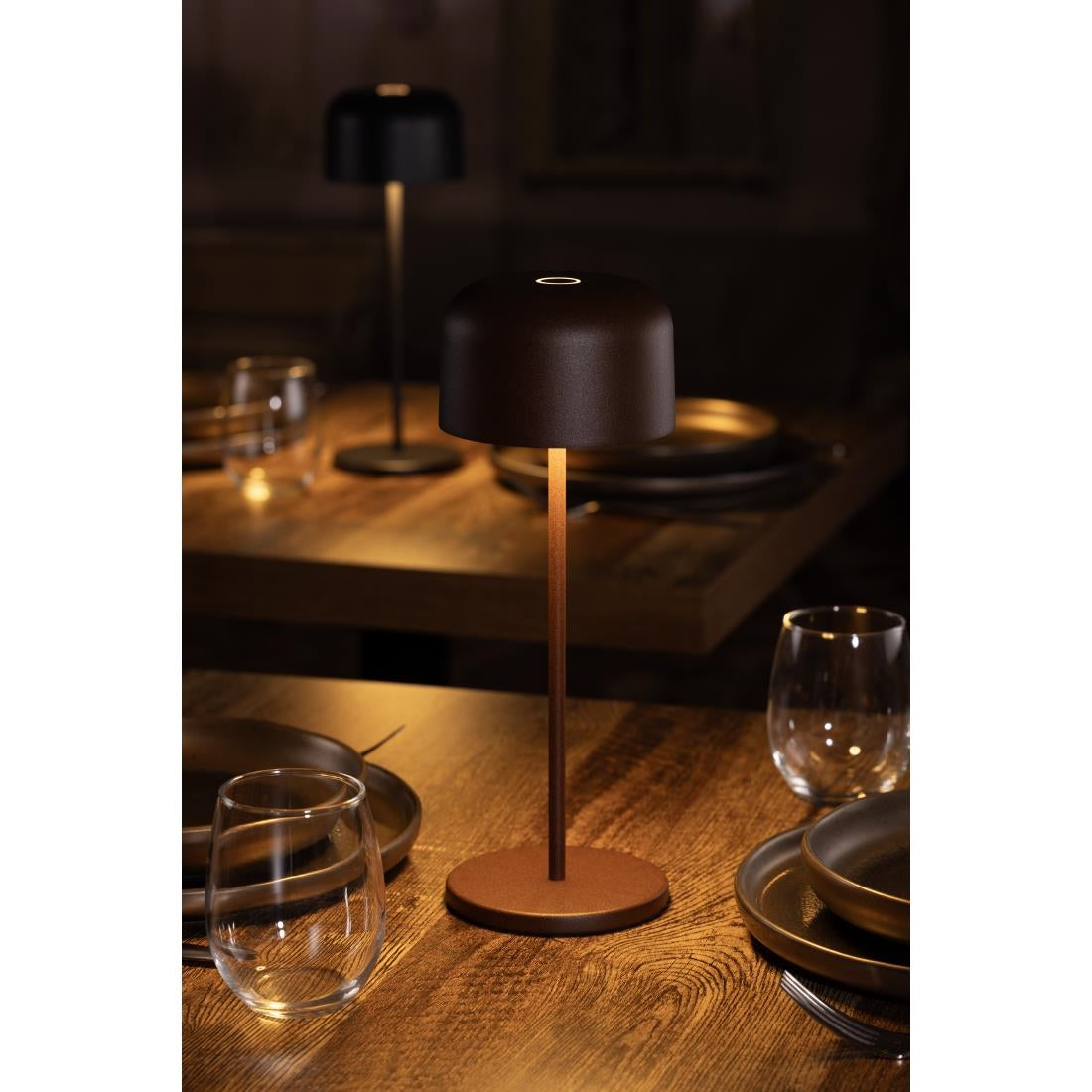 HZ209 - Olympia Siena Table Lamp Round Dome Chestnut 300mm