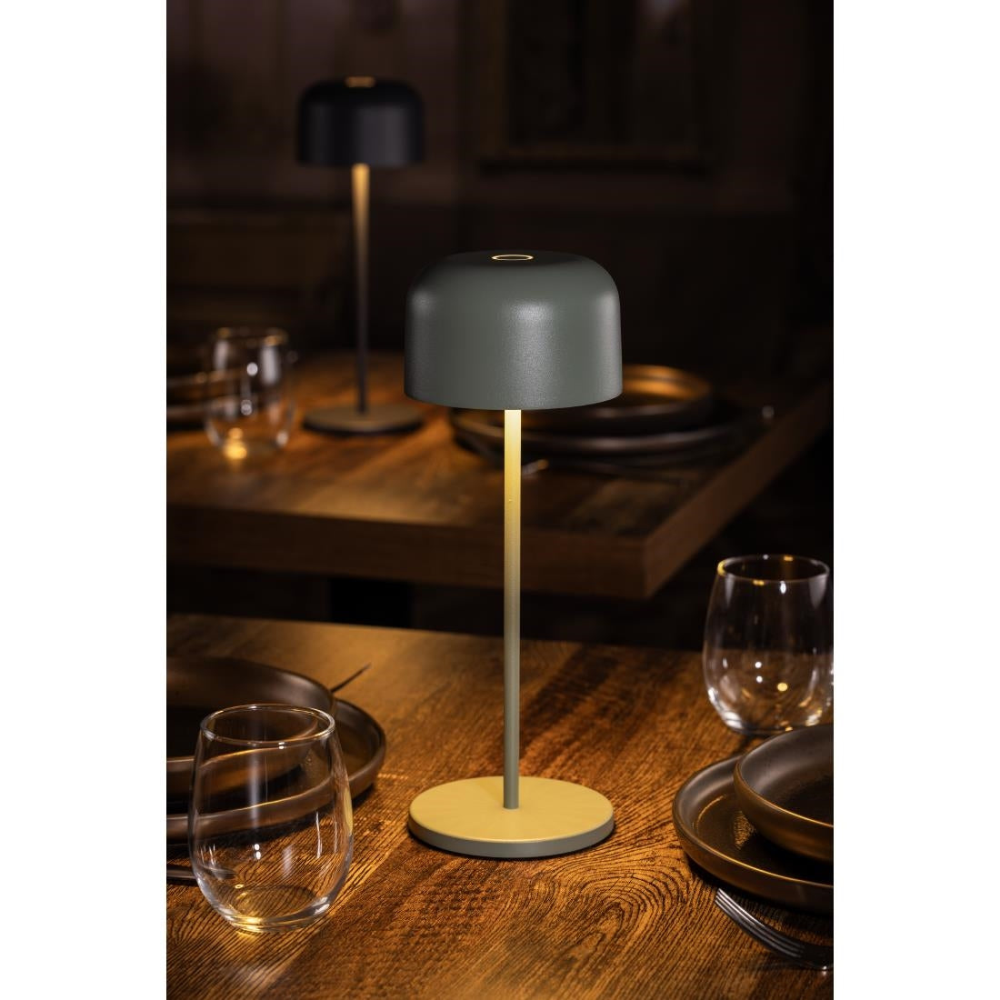 HZ210 - Olympia Siena Table Lamp Round Dome Sage 300mm