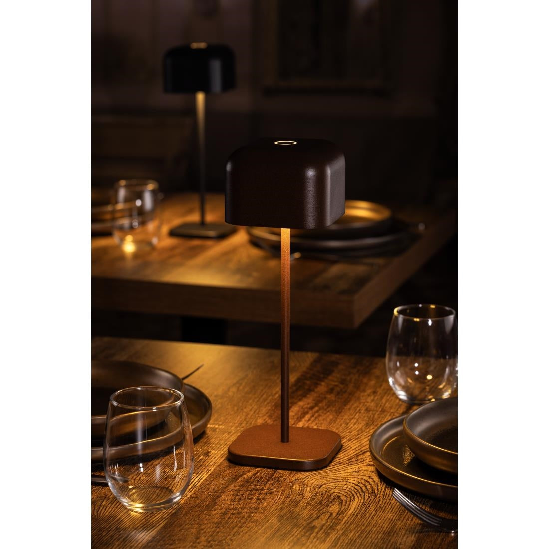 HZ213 - Olympia Lucca Table Lamp Squared Dome Chestnut 300mm