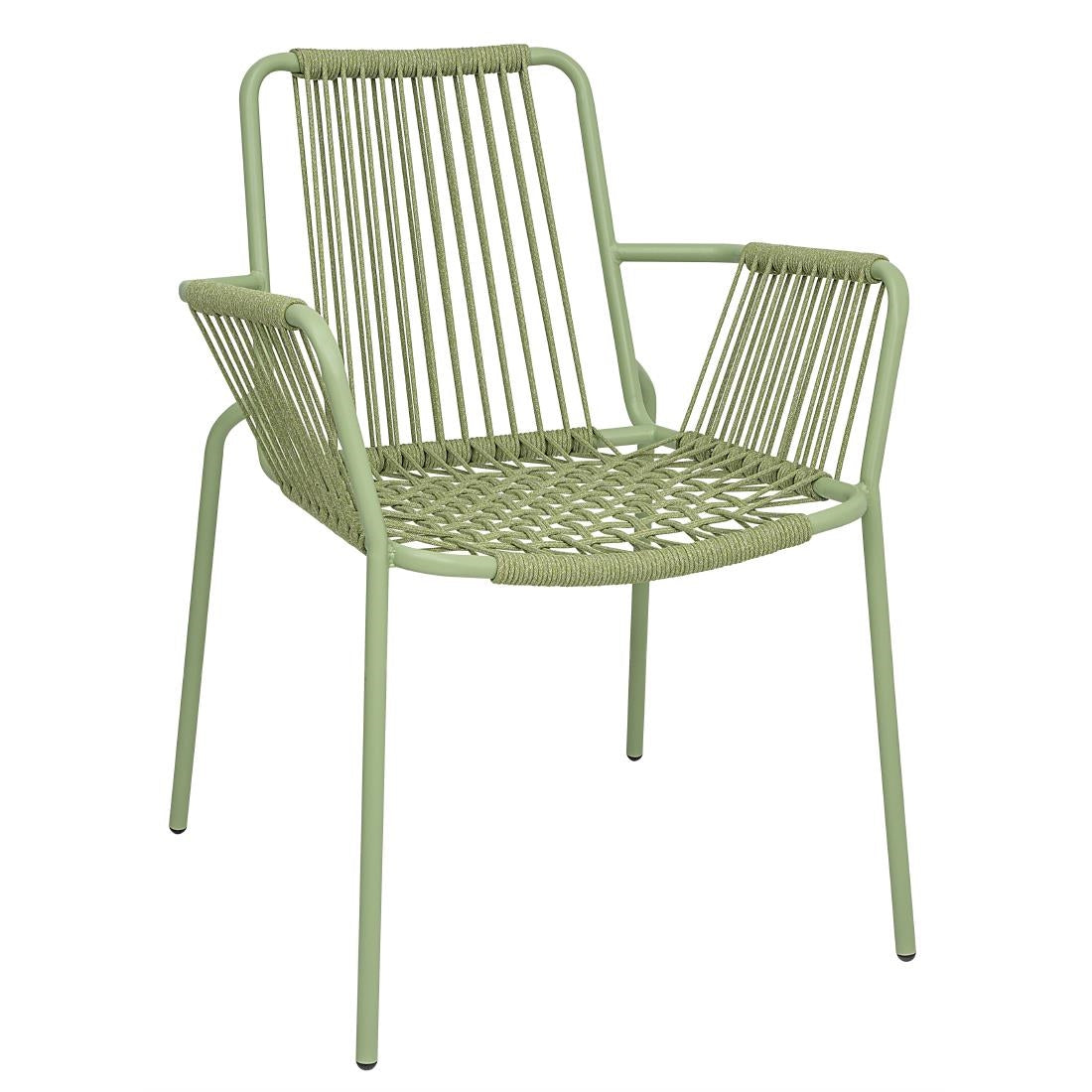 HZ219 Bolero Melbourne Rope Design Arm Chairs Light Green  (Set 4)