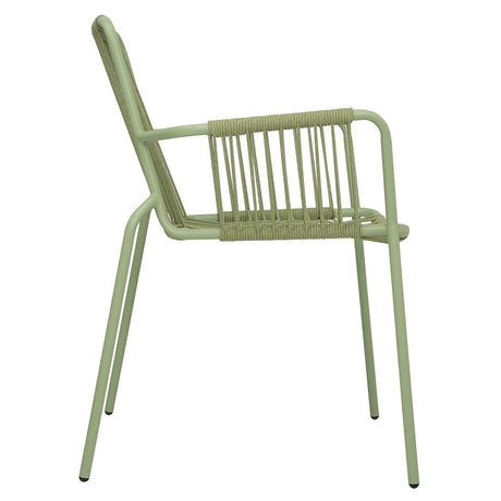 HZ219 Bolero Melbourne Rope Design Arm Chairs Light Green  (Set 4)
