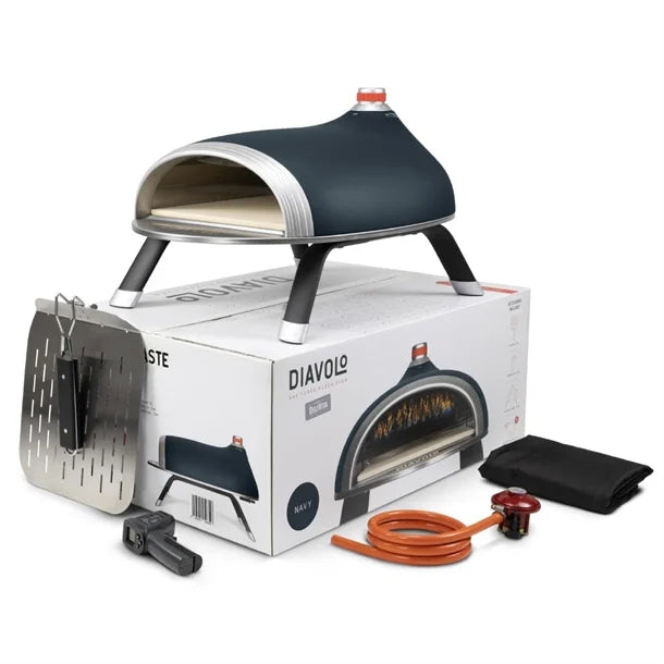 HZ239 Diavolo Oven Bundle Navy (Oven, Regulator, Peel, Carry Handle, Temp Gun)