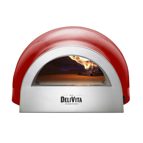 HZ247 Delivita Dual Fuel Gas Pizza Oven Chilli Red